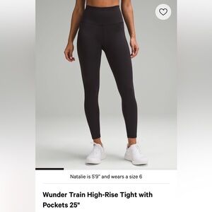 Lululemon Wunder Train High-Rise Tight size 8 With Pockets 25”